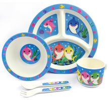 Load image into Gallery viewer, TINYMILLS 5-Piece Eco-Friendly Plant Fiber Dinnerware Set with Shark Family Design