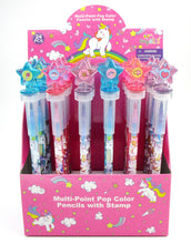 Load image into Gallery viewer, Unicorn Stackable Crayon with Stamper Topper