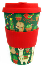 Load image into Gallery viewer, Eco-Friendly Reusable Plant Fiber Holiday Travel Mug with Christmas Llama Alpaca Design
