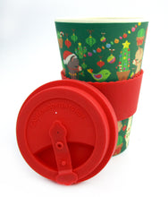 Load image into Gallery viewer, Eco-Friendly Reusable Plant Fiber Holiday Travel Mug with Christmas Llama Alpaca Design