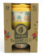 Load image into Gallery viewer, Eco-Friendly Reusable Plant Fiber Travel Mug with Tropical Pineapple Design