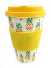 Load image into Gallery viewer, Eco-Friendly Reusable Plant Fiber Travel Mug with Tropical Pineapple Design