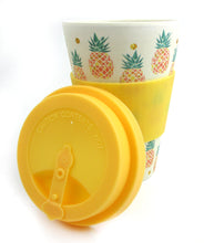 Load image into Gallery viewer, Eco-Friendly Reusable Plant Fiber Travel Mug with Tropical Pineapple Design