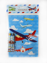 Load image into Gallery viewer, Airplane Coloring Books with Crayons Party Favors - Set of 6 or 12