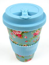 Load image into Gallery viewer, Eco-Friendly Reusable Plant Fiber Travel Mug with Blue Floral Design
