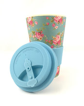 Load image into Gallery viewer, Eco-Friendly Reusable Plant Fiber Travel Mug with Blue Floral Design
