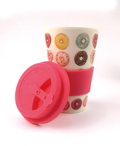 Eco-Friendly Reusable Plant Fiber Travel Mug with Donuts Design