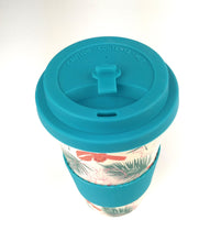 Load image into Gallery viewer, Eco-Friendly Reusable Plant Fiber Travel Mug with Tropical Paradise Design