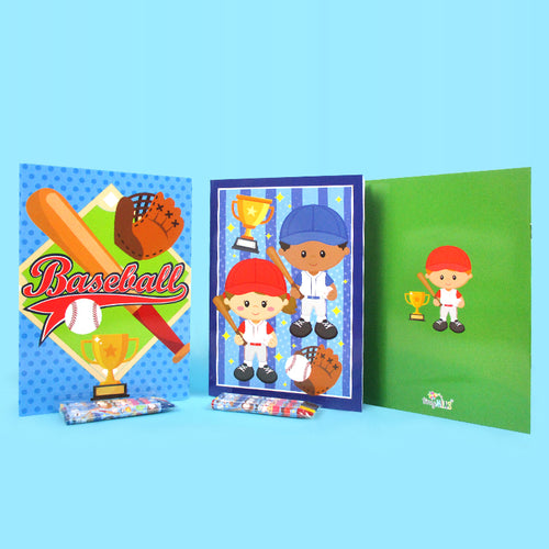 Baseball Coloring Books with Crayons Party Favors - Set of 6 or 12