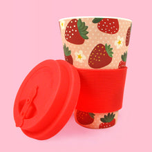 Load image into Gallery viewer, Eco-Friendly Reusable Plant Fiber Travel Mug with Strawberry Design