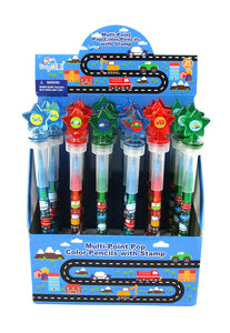 Vehicle Stackable Crayon with Stamper Topper