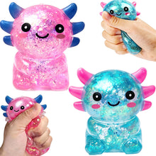 Load image into Gallery viewer, 12 Pc Glitter Axolotl Squishy Toys Display – Kids Party Favors &amp; Prizes