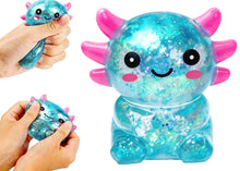 Load image into Gallery viewer, 12 Pc Glitter Axolotl Squishy Toys Display – Kids Party Favors &amp; Prizes