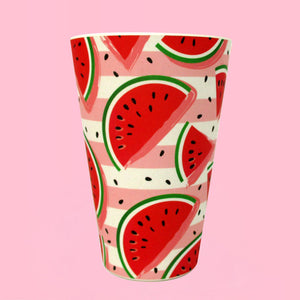 Eco-Friendly Reusable Plant Fiber Travel Mug with Watermelon Design