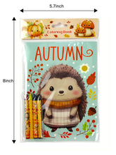 Load image into Gallery viewer, Cozy Autumn Animals Coloring Books with Crayons Party Favors - Set of 6 or 12