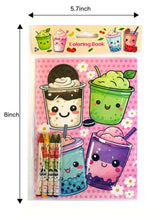 Load image into Gallery viewer, Boba Coloring Books with Crayons Party Favors - Set of 6 or 12