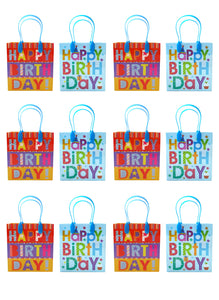 Happy Birthday Party Favor Treat Bags - Set of 6 or 12