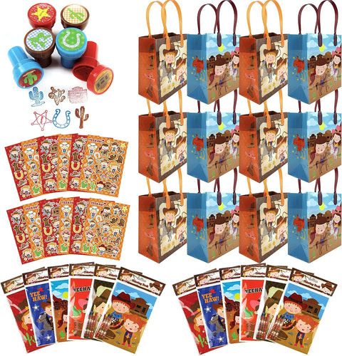 Western Cowboy Cowgirl Party Favor Bundle for 12 Kids