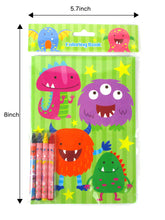 Load image into Gallery viewer, Monster Coloring Books with Crayons Party Favors - Set of 6 or 12