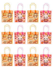 Autumn Cozy Animal Party Favor Treat Bags - Set of 6 or 12