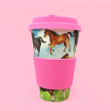 Load image into Gallery viewer, Eco-Friendly Reusable Plant Fiber 14 oz Travel Mug with Horse and Pony Design