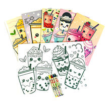 Load image into Gallery viewer, Boba Coloring Books with Crayons Party Favors - Set of 6 or 12