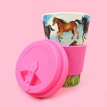 Load image into Gallery viewer, Eco-Friendly Reusable Plant Fiber 14 oz Travel Mug with Horse and Pony Design