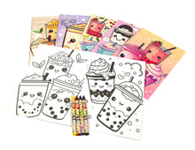 Load image into Gallery viewer, Boba Coloring Books with Crayons Party Favors - Set of 6 or 12