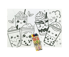 Load image into Gallery viewer, Boba Coloring Books with Crayons Party Favors - Set of 6 or 12