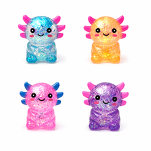 Load image into Gallery viewer, Axolotl Glitter Squishy Toys – 4 Pc Set or 12 Pc Display Box