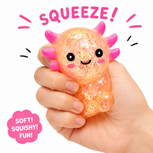 Load image into Gallery viewer, Axolotl Glitter Squishy Toys – 4 Pc Set or 12 Pc Display Box