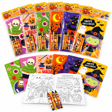 Load image into Gallery viewer, Spooky Halloween Coloring Books with Crayons – 6 Pc or 12 Pc Set