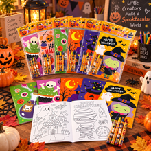 Load image into Gallery viewer, Spooky Halloween Coloring Books with Crayons – 6 Pc or 12 Pc Set