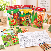 Load image into Gallery viewer, Woodland Animal Coloring Books with Crayons – 6 Pc or 12 Pc Set