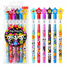 Load image into Gallery viewer, Day of the Dead Stackable Multi Point Pencils - Set of 6