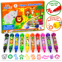 Load image into Gallery viewer, Wild Life Safari Animals Stamp Marker Set - Set of 10