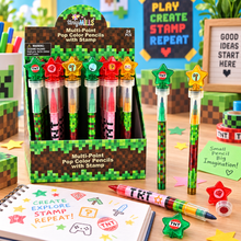 Load image into Gallery viewer, Pixels Stackable Crayon with Stamper Topper