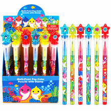 Load image into Gallery viewer, Shark Family Stackable Crayon with Stamper Topper