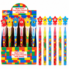 Load image into Gallery viewer, Brick Stackable Crayon with Stamper Topper