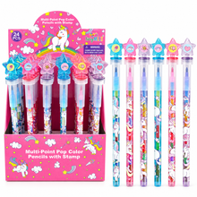 Load image into Gallery viewer, Unicorn Stackable Crayon with Stamper Topper