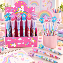 Load image into Gallery viewer, Unicorn Stackable Crayon with Stamper Topper