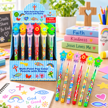 Load image into Gallery viewer, Religious Stackable Crayon with Stamper Topper