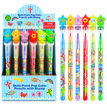 Load image into Gallery viewer, Religious Stackable Crayon with Stamper Topper