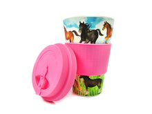 Load image into Gallery viewer, Eco-Friendly Reusable Plant Fiber 14 oz Travel Mug with Horse and Pony Design