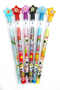 Day of the Dead Stackable Multi Point Pencils - Set of 6