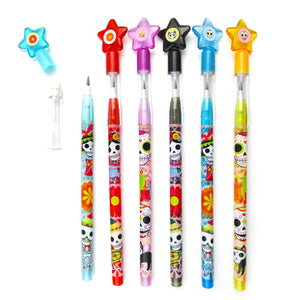 Day of the Dead Stackable Multi Point Pencils - Set of 6