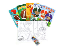 Load image into Gallery viewer, Football Coloring Books with Crayons Party Favors - Set of 6 or 12