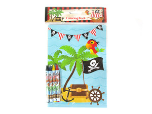 Pirate Coloring Books with Crayons Party Favors - Set of 6 or 12