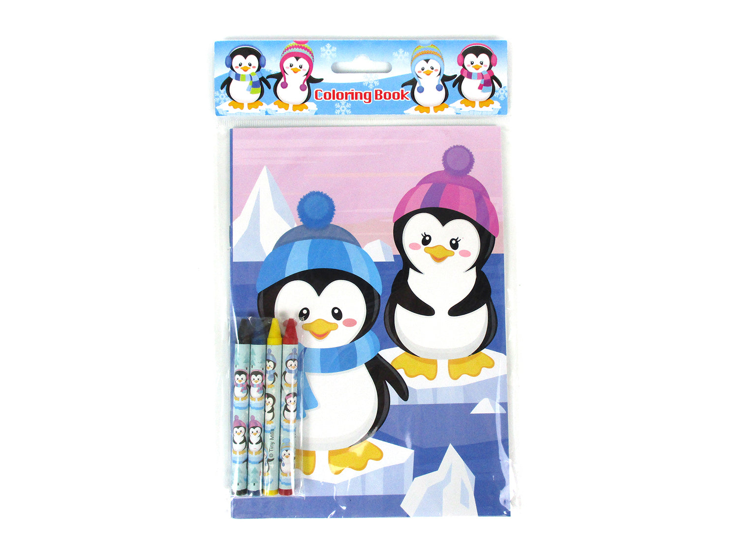 TINYMILLS Winter Snowman Penguins Coloring Book Crayon Set for Kids Party Favors with 12 Coloring Books and 48 Crayons for Holiday Goody Bag