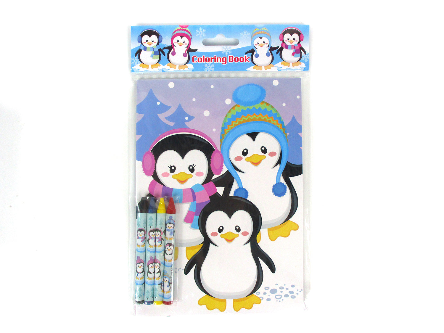 TINYMILLS Winter Snowman Penguins Coloring Book Crayon Set for Kids Party Favors with 12 Coloring Books and 48 Crayons for Holiday Goody Bag
